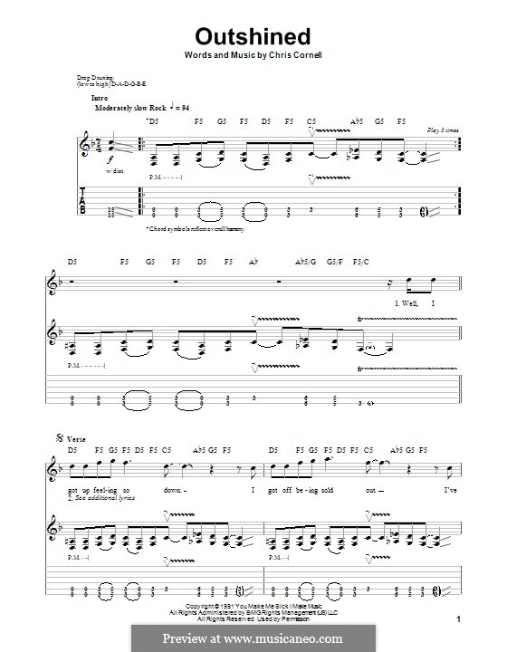 Outshined (Soundgarden): For guitar with tab by Chris Cornell