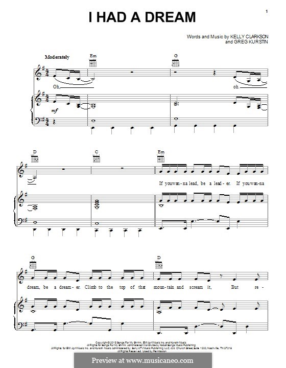 I Had a Dream: For voice and piano (or guitar) by Greg Kurstin, Kelly Clarkson
