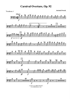 Carnival, B.169 Op.92: Trombone Bass Clef 1 (Transposed Part) by Antonín Dvořák