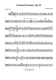 Carnival, B.169 Op.92: Trombone Bass Clef 2 (Transposed Part) by Antonín Dvořák