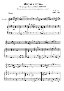 Minuet and Badinerie: For recorder and piano by Johann Sebastian Bach