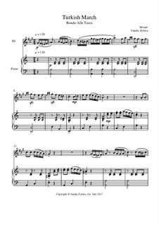 Rondo alla turca: Score for two performers (in E Flat) by Wolfgang Amadeus Mozart