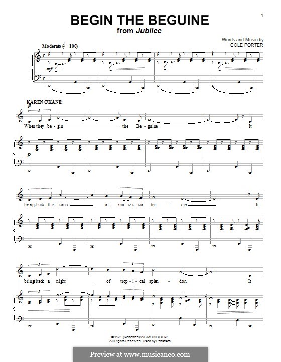 Begin the Beguine: For voice and piano by Cole Porter