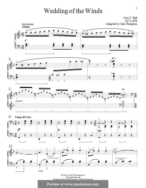 Wedding of the Winds. Concert Waltzes: For piano by John T. Hall