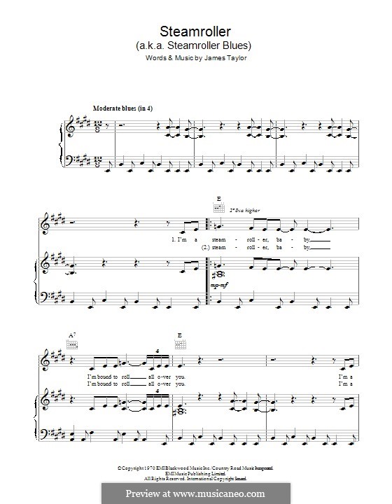 Steamroller (Steamroller Blues) by J. Taylor sheet music on MusicaNeo