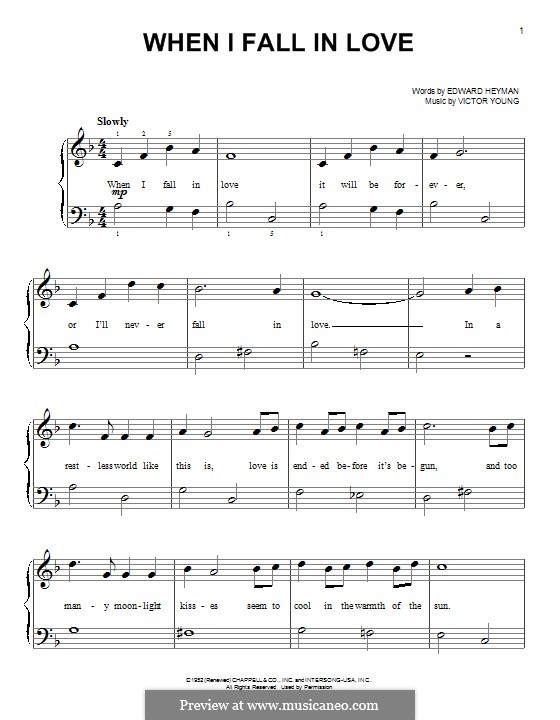 When I Fall in Love (Celine Dion): For piano by Victor Young
