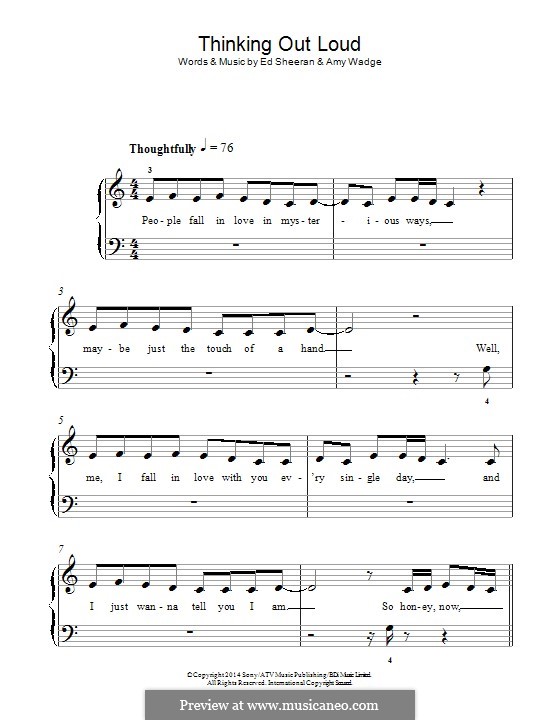 Thinking Out Loud: For piano by Ed Sheeran, Amy Wadge