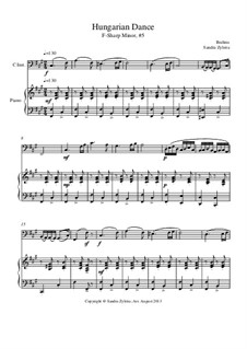 Dance No.5 in F Sharp Minor: Score for two performers (in C) by Johannes Brahms