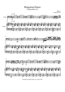 Dance No.5 in F Sharp Minor: Score for two performers (in C) by Johannes Brahms