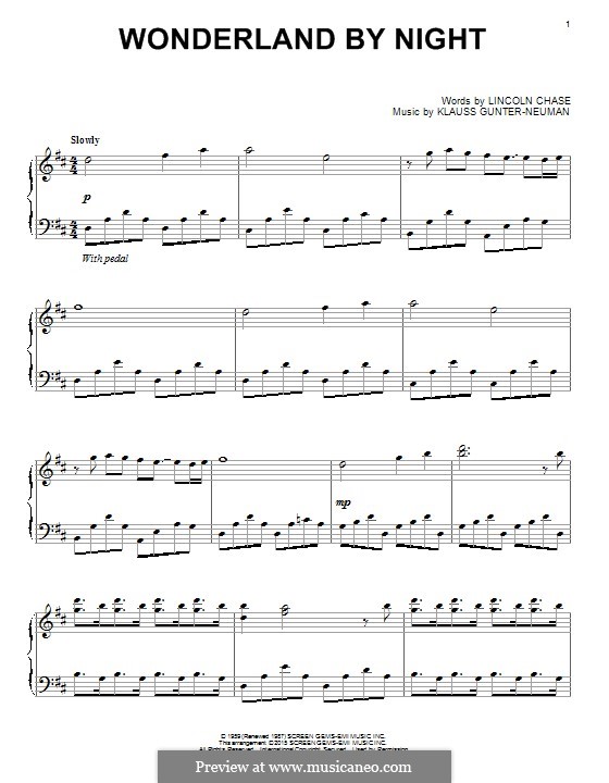 Wonderland By Night: For piano by Klauss Gunter-Neuman, Lincoln Chase