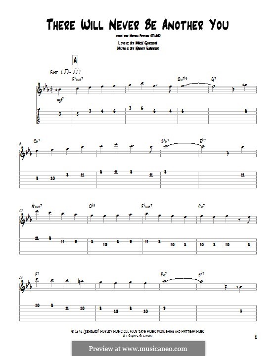 There Will Never Be Another You: For guitar with tab by Harry Warren