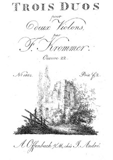Three Duos for Two Violins, Op.22: Parts by Franz Krommer