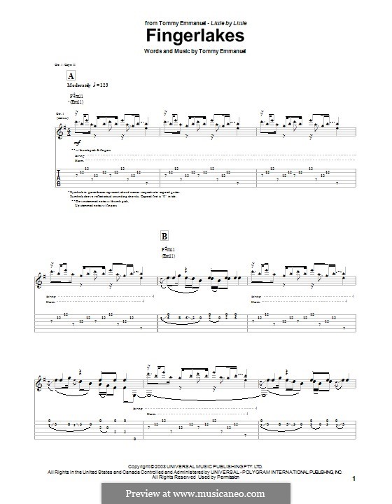 Fingerlakes: For guitar with tab by Tommy Emmanuel