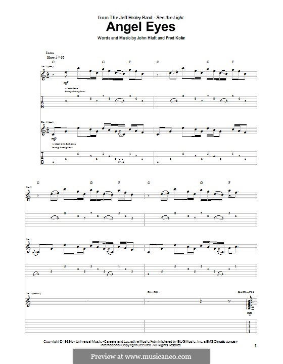 Angel Eyes: For guitar with tab by Fred Koller, John Hiatt