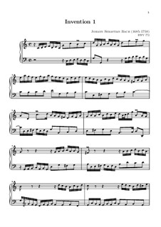 No.1 in C Major, BWV 772: For piano by Johann Sebastian Bach