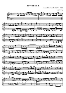 No.2 in C Minor, BWV 773: For piano by Johann Sebastian Bach