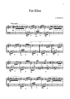 For Elise, for Piano, WoO 59: For a single performer by Ludwig van Beethoven