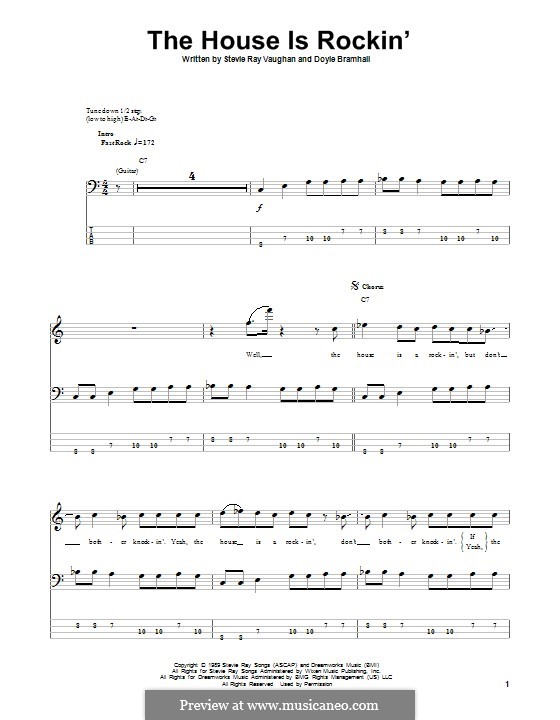 The House Is Rockin' (Stevie Ray Vaughan): For bass guitar with tab by Doyle Bramhall