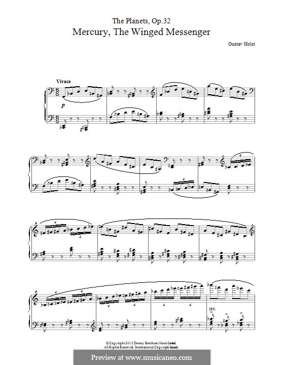 Mercury, the Winged Messenger: For piano by Gustav Holst