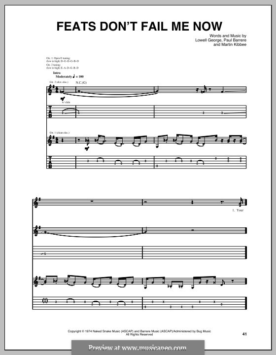 Feats don't Fail Me Now (Little Feat) by P. Barrere, L. M