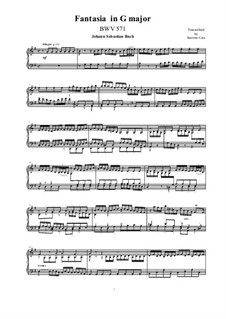 Fantasia in G Major (Concerto), BWV 571: For piano by Johann Sebastian Bach