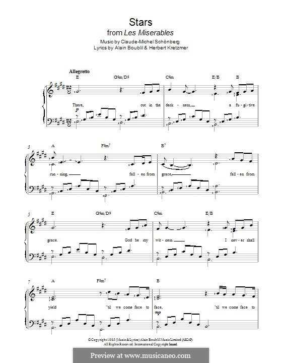 Stars: For voice and piano by Claude-Michel Schönberg