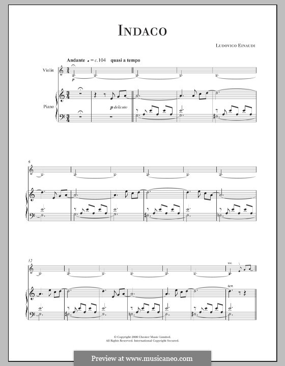 Indaco: For violin and piano by Ludovico Einaudi