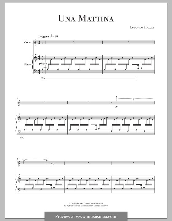 Una Mattina: For violin and piano by Ludovico Einaudi