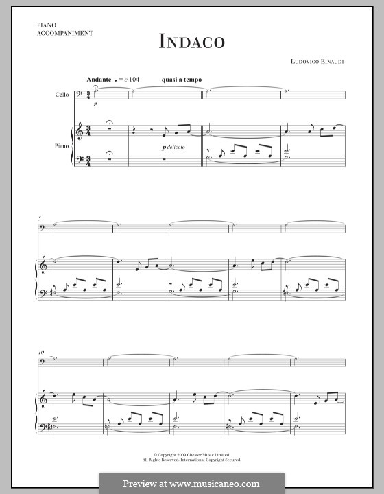 Indaco: For cello and piano by Ludovico Einaudi
