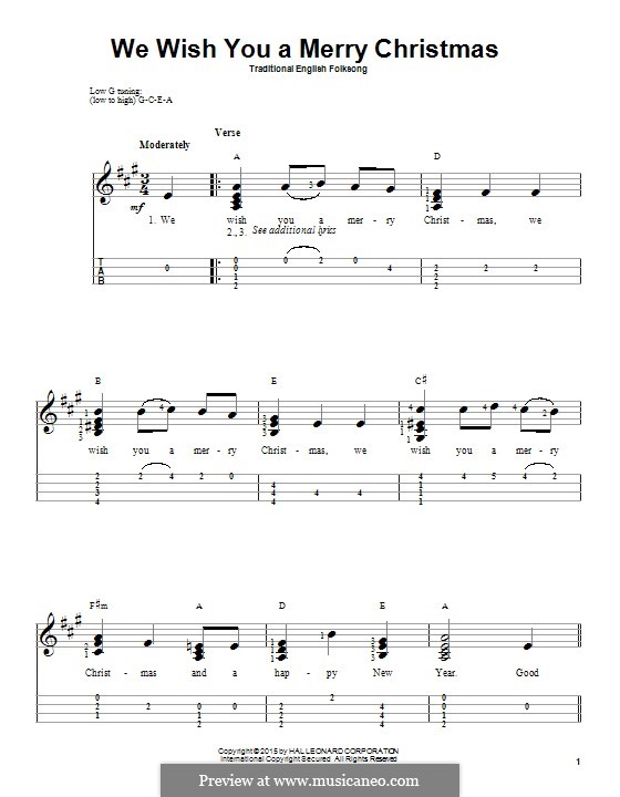 We Wish You a Merry Christmas (Printable Scores): For ukulele by folklore