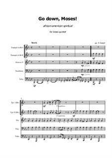 Go Down Moses: For brass quintet - score and parts by folklore