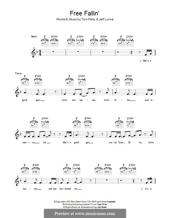 Free Fallin': Lyrics and chords by Jeff Lynne