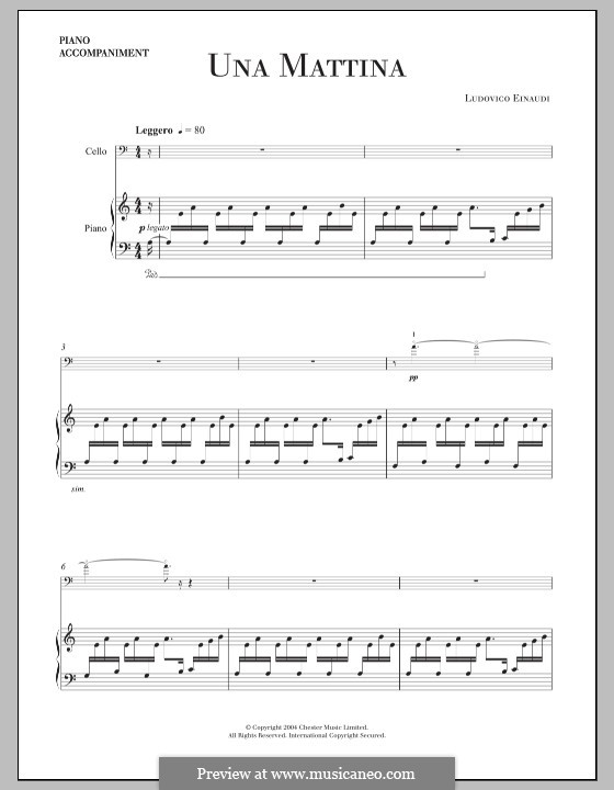 Una Mattina: For cello and piano by Ludovico Einaudi