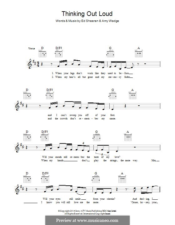 Thinking Out Loud: Lyrics and chords by Ed Sheeran, Amy Wadge
