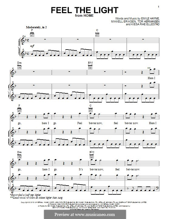 feel the light jennifer lopez piano sheet music