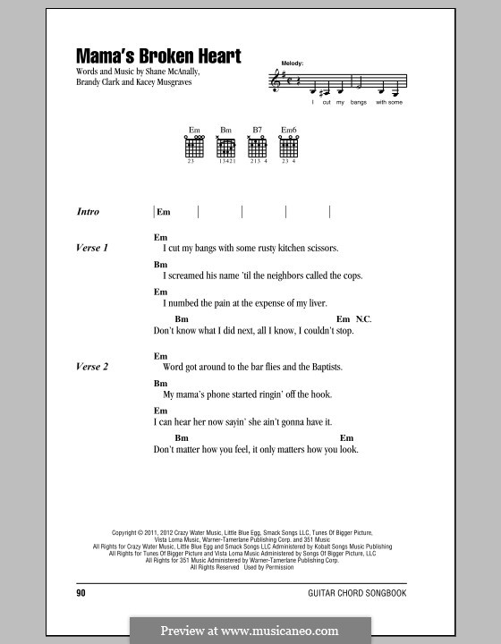 Mama's Broken Heart (Miranda Lambert): Lyrics and chords by Shane McAnally, Brandy Clark, Kacey Musgraves