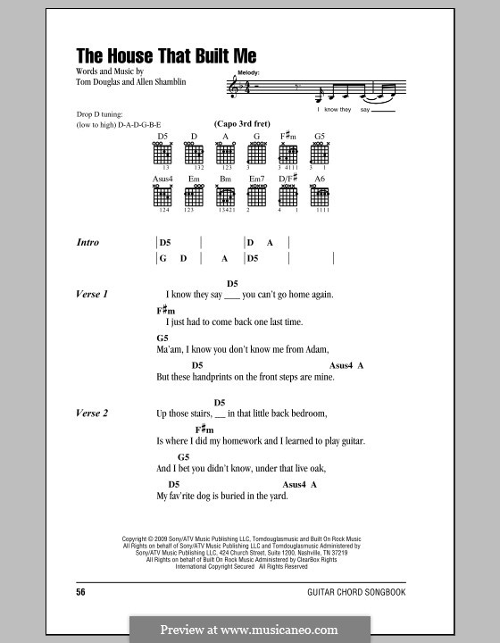 The House That Built Me (Miranda Lambert): Lyrics and chords by Allen Shamblin, Tom Douglas