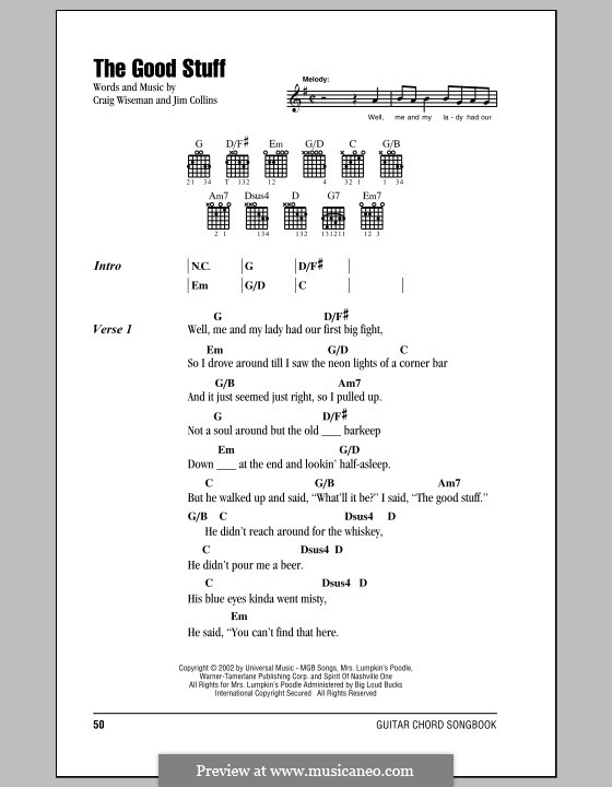 The Good Stuff (Kenny Chesney): Lyrics and chords by Craig Wiseman, Jim Collins