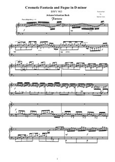 Chromatic Fantasia and Fugue in D Minor, BWV 903: For piano by Johann Sebastian Bach