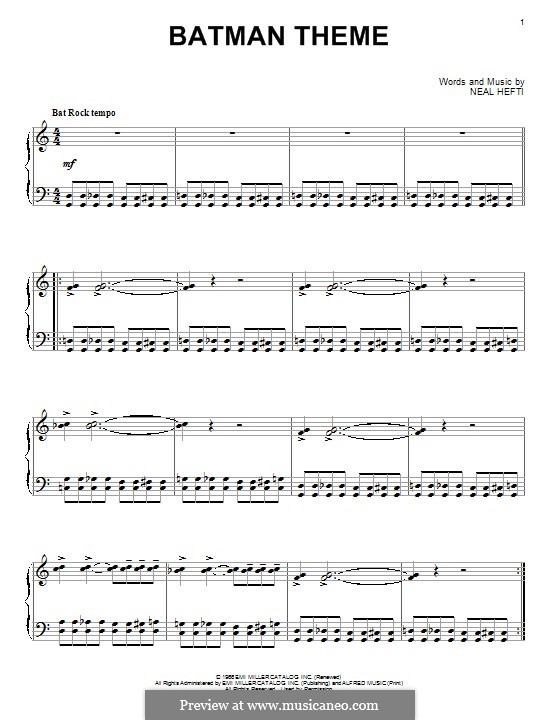Batman Theme: For piano by Neal Hefti