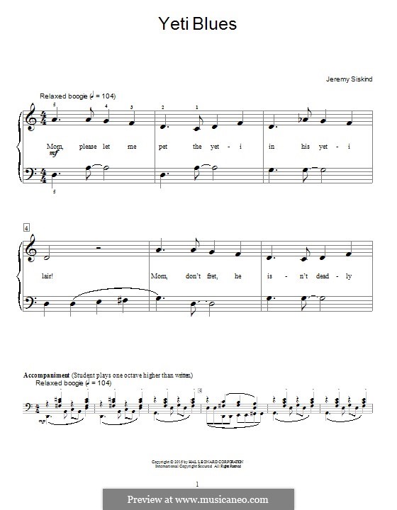 Yeti Blues: For piano by Jeremy Siskind