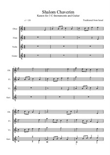 Shalom Chaverim Round Sheet Music, FREE!