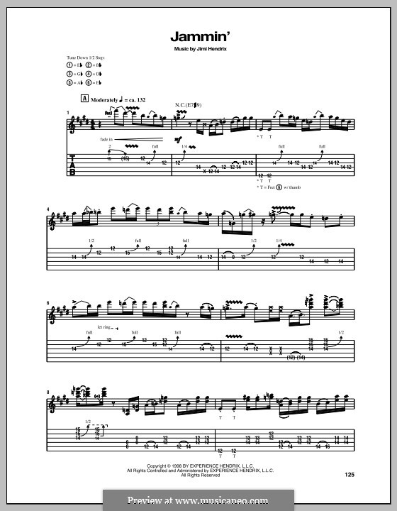 Jammin': For guitar with tab by Jimi Hendrix