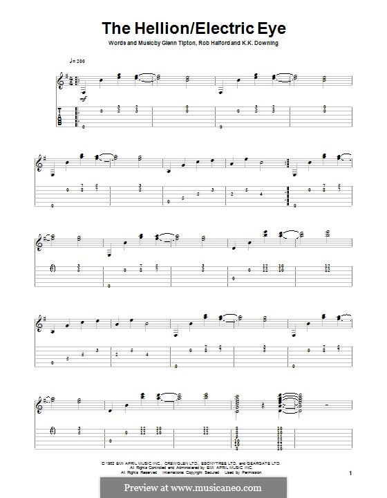 Electric Eye (Judas Priest): For guitar with tab by Glenn Tipton, K. K. Downing, Robert Halford