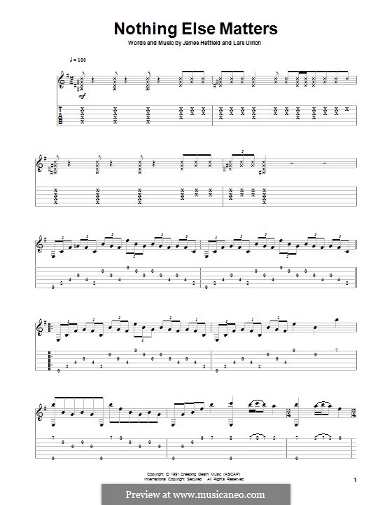 Nothing Else Matters (Metallica): For guitar with tab by James Hetfield, Lars Ulrich