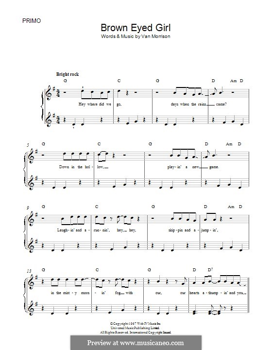 Brown Eyed Girl by V. Morrison sheet music on MusicaNeo