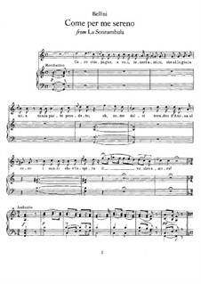 Come per me sereno: For voice and piano by Vincenzo Bellini