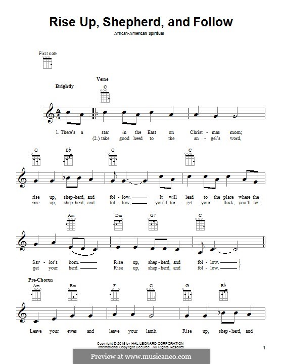 Rise up shepherd and follow by folklore sheet music on musicaneo