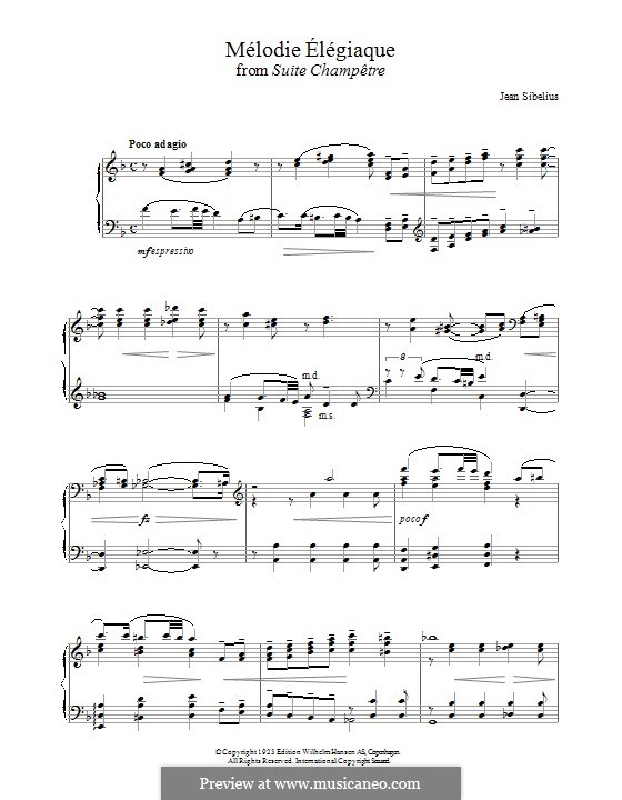 Suite Champêtre, Op.98b: Movement II – Mélodie Élégiaque by Jean Sibelius