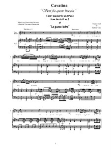 La gazza ladra (The Thieving Magpie): Vieni fra queste braccia, for tenor and piano by Gioacchino Rossini